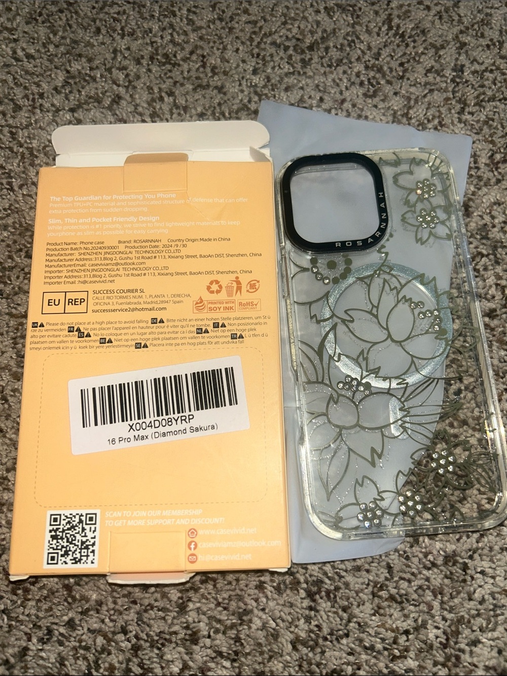 Rosanna Diamond Sakura Floral Clear iPhone 16 Pro Max Case - Pink Accents